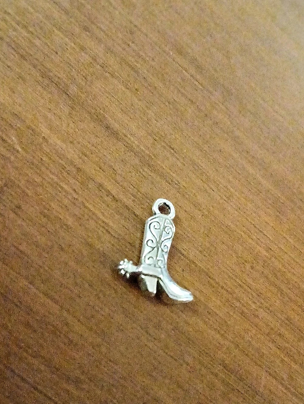 Mini Cowboy Boot With Spur Charm Silver Tone 0.5"
